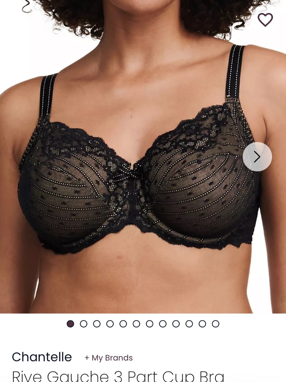 Chantelle Rive Gauche Black Lace Underwire Bra 40DDD (40G). Very gently used.